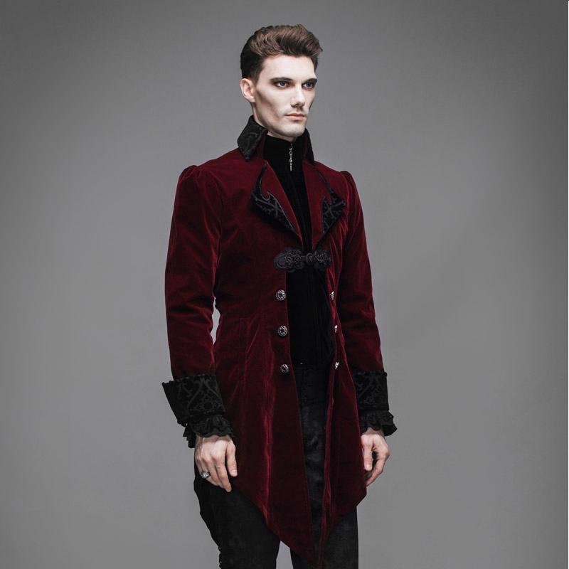 DEVIL FASHION Men's Ruffled Sleeve Vintage Tailcoat