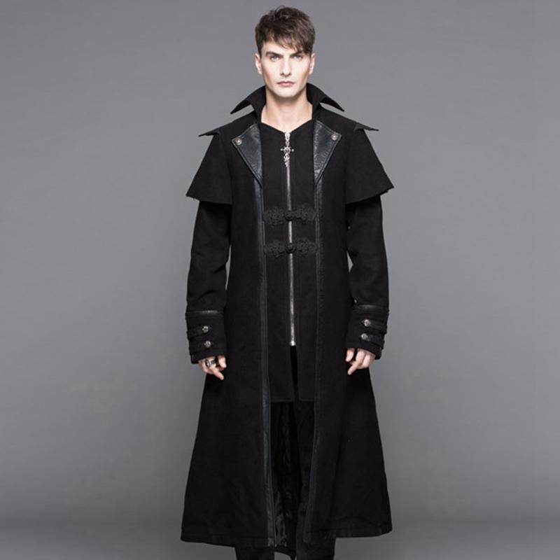 DEVIL FASHION Men's Steampunk Military Style Long Coat