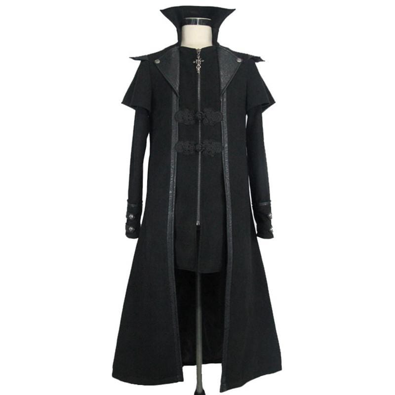 DEVIL FASHION Men's Steampunk Military Style Long Coat