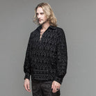 Camisa gótica con estampado propio con cordones y ojales DEVIL FASHION para hombre