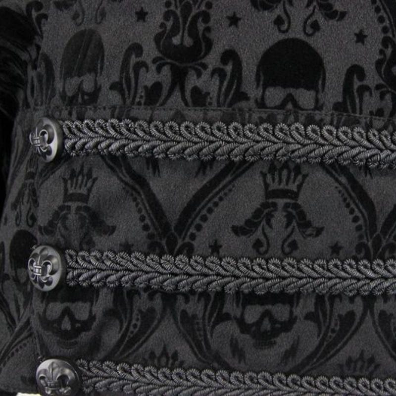 DEVIL FASHION Men's String and Grommet Lacing Gothic Self Patterned Shirt