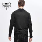 DEVIL FASHION Men's Turtle Neck Cutout Grunge Tattered Standard Tops