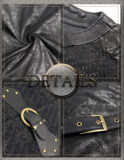 DEVIL FASHION Men's Vintage Faux Leather Buckles Waistcoat