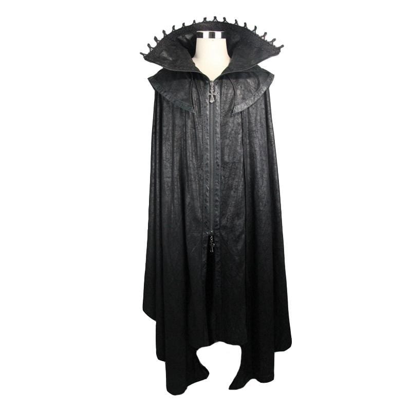 DEVIL FASHION Men's Vintage Goth Cloak with Zipper Closure