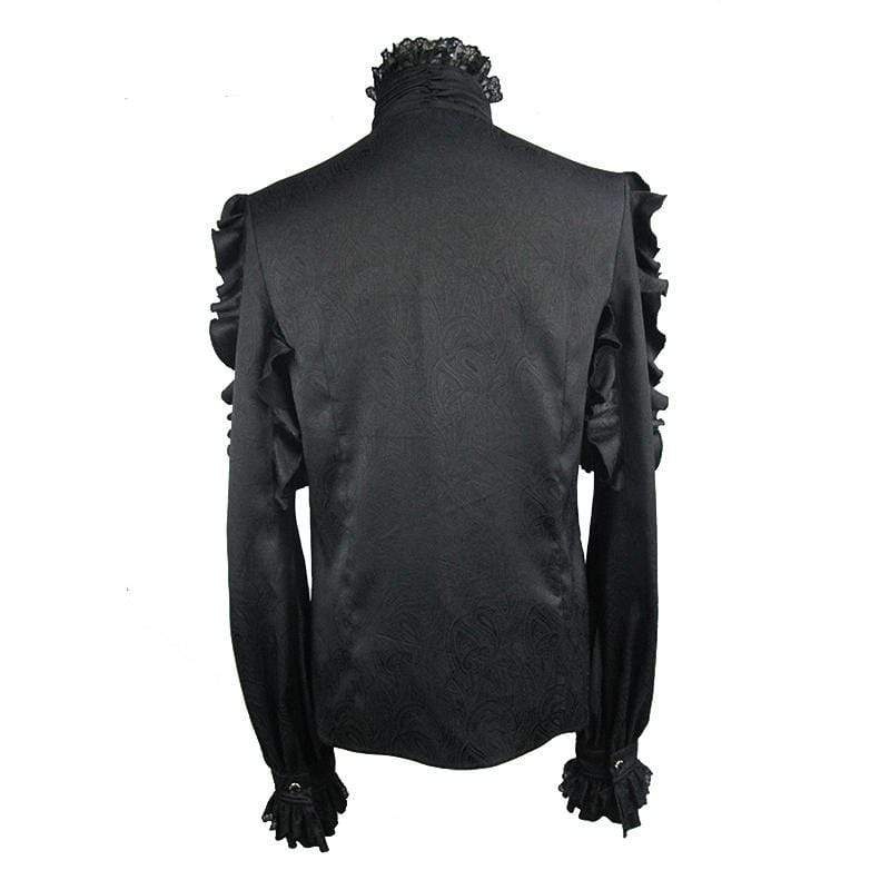 Men's Vintage Goth Men's Ruffled Shirt Black