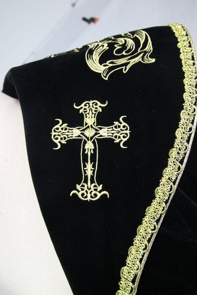 DEVIL FASHION Men's Vintage Overcoat With Gold Embroidery