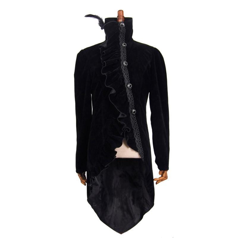 DEVIL FASHION Men's Vintage Ruffled Tailcoat