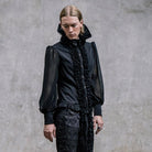 Camisa de cola larga estilo vintage para hombre con volantes DEVIL FASHION