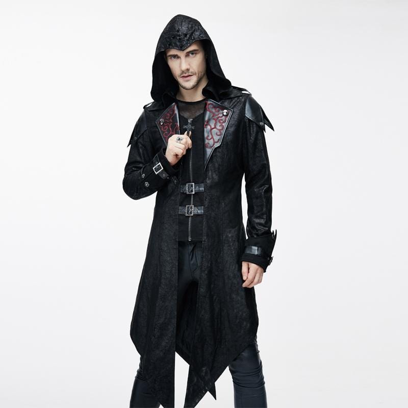 DEVIL FASHION Men's Vintage Tailcoat With Leather Details