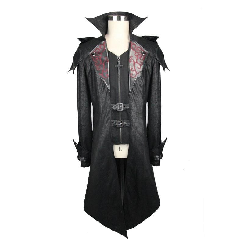 DEVIL FASHION Men's Vintage Tailcoat With Leather Details