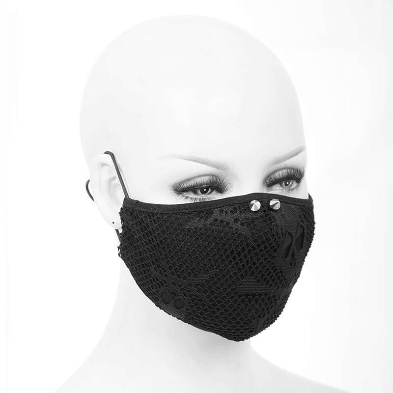Unisex Gothic Skelenton Mesh Overlaide Masks With Disposable Filter Insert Set of two