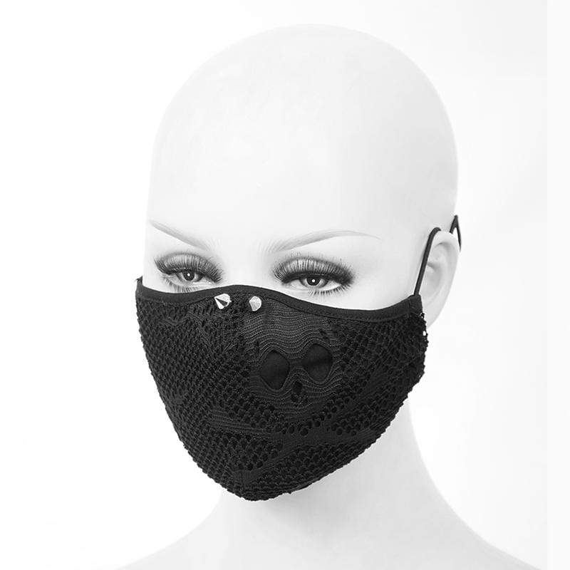 Unisex Gothic Skelenton Mesh Overlaide Masks With Disposable Filter Insert Set of two