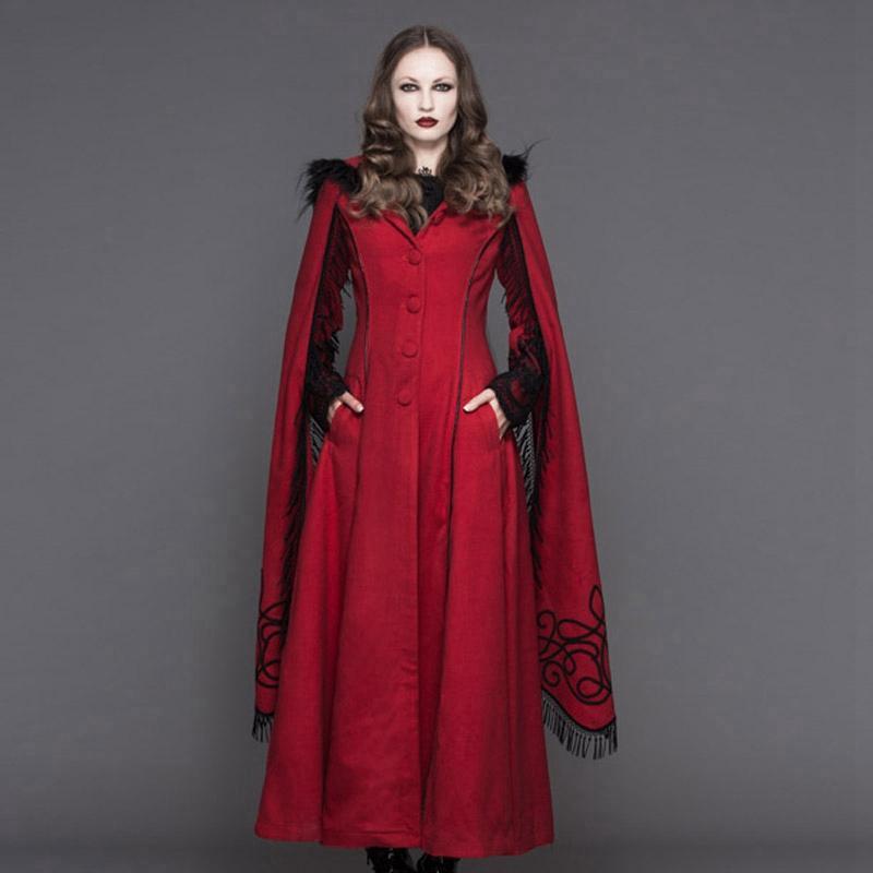 DEVIL FASHION Women's Angel Sleeve Tasseled Goth Long Coat