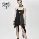DEVIL FASHION Women's Asymmetric Spliced Ripped Stripe Dresses