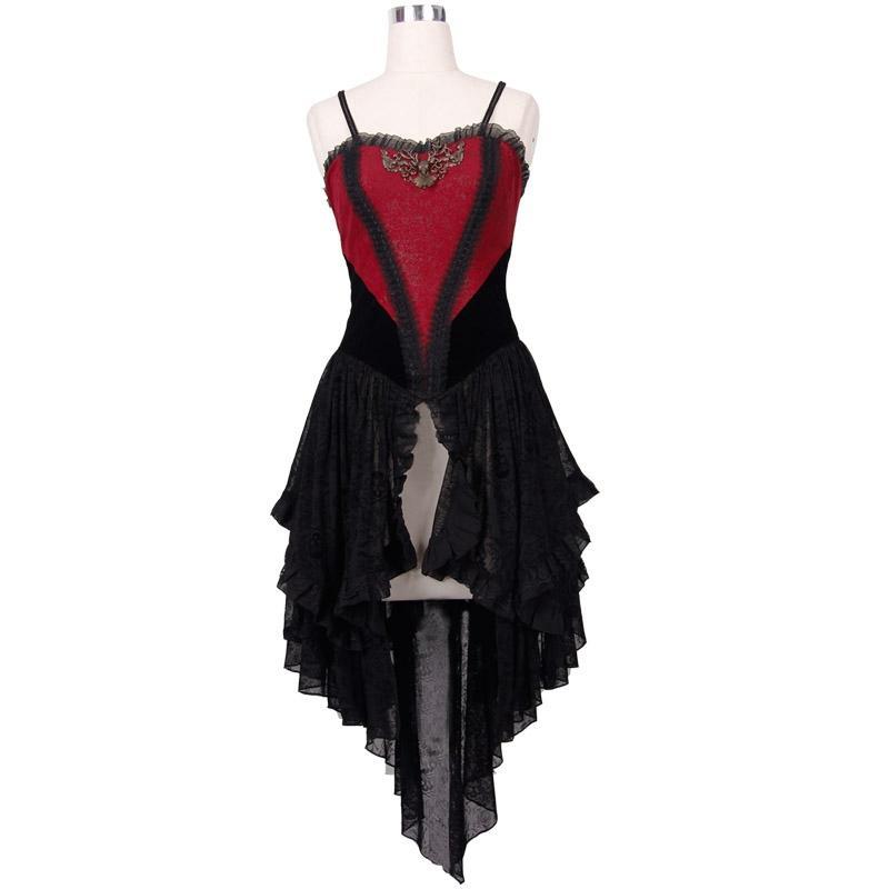 Women's Basque Style Punk Dress With Lace trimmings