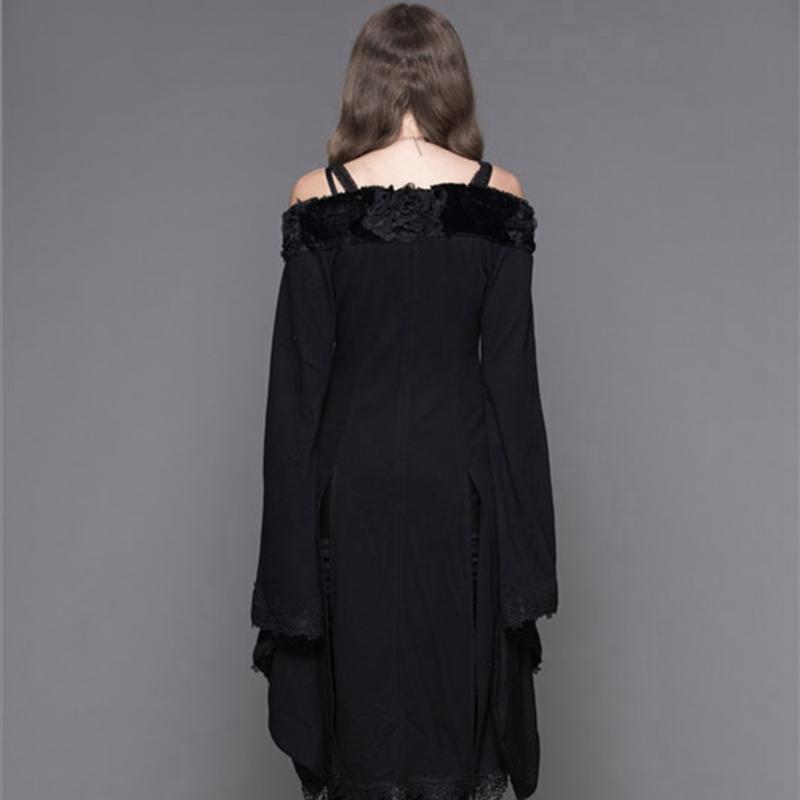 DEVIL FASHION Women's Bertha Neck Goth Middy Dress
