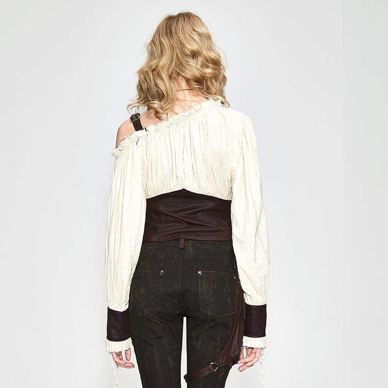 DEVIL FASHION Women's Denim Laced Punk Shirt