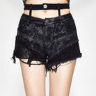 DEVIL FASHION Women's Distressed Grunge Shorts
