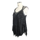 Women's Distressed Punk T-Shirt With Lacing