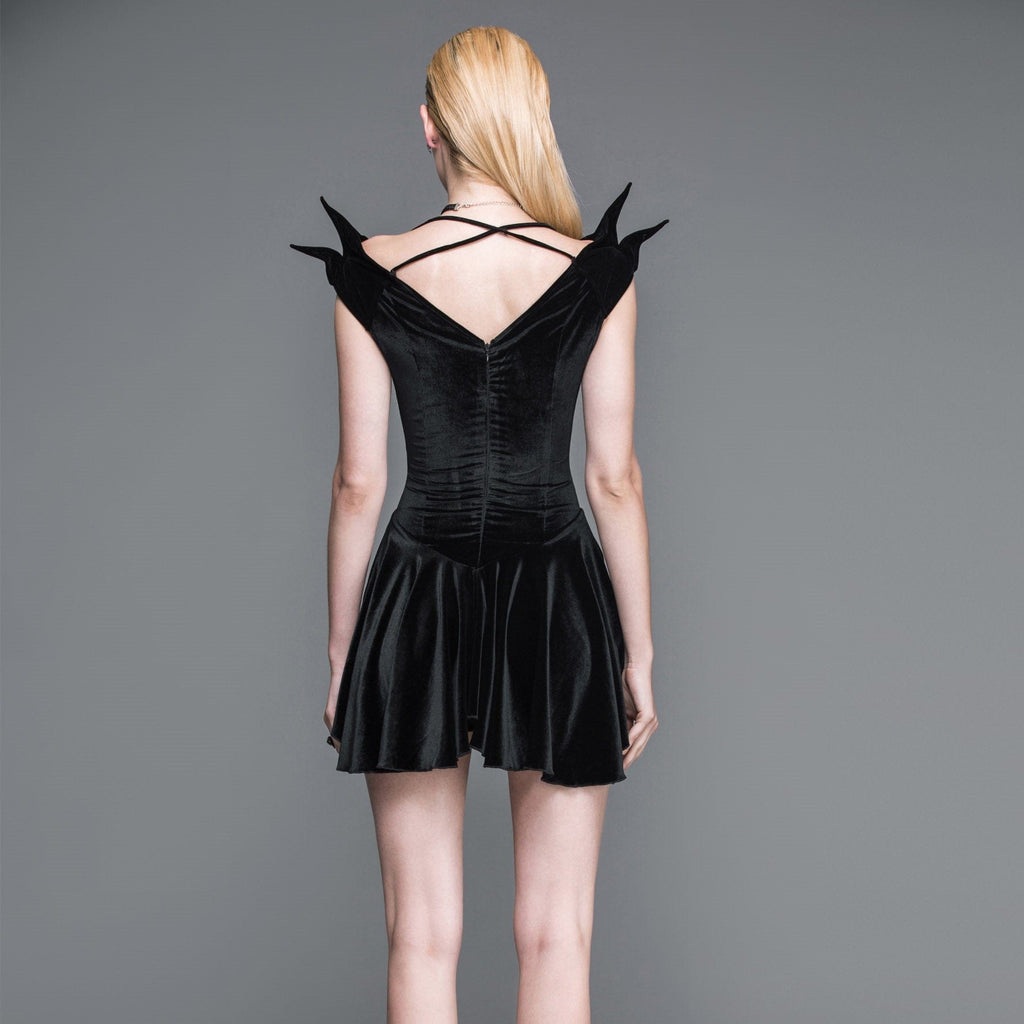 DEVIL FASHION Women's Goth Drop Waist Short Dress