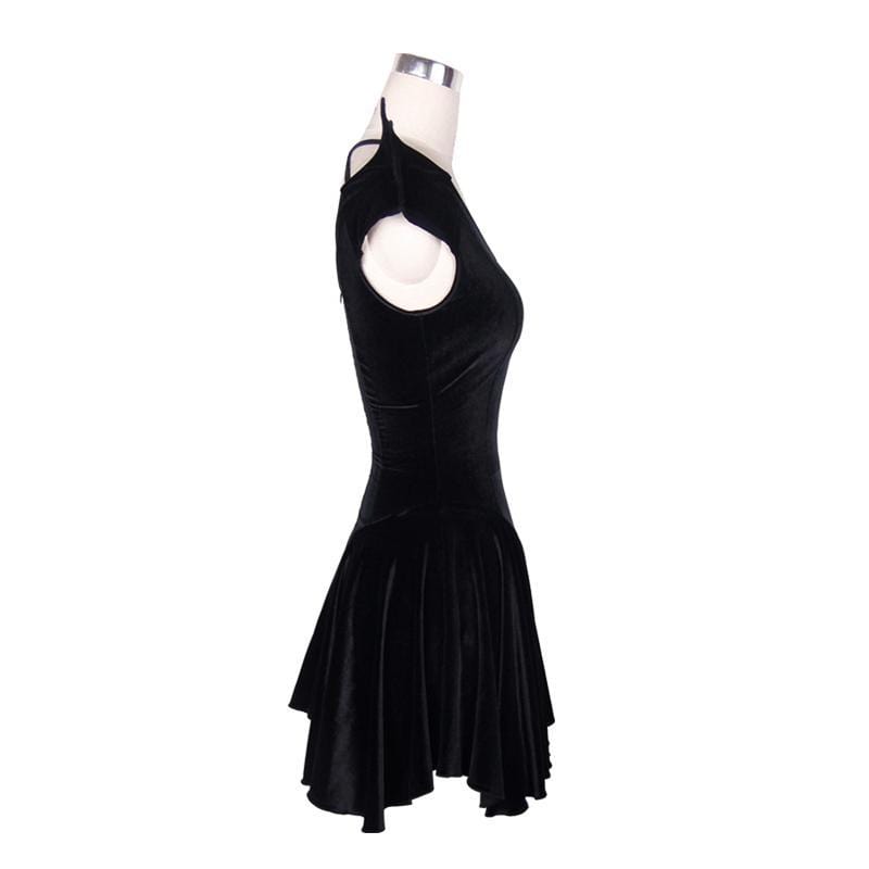 DEVIL FASHION Women's Goth Drop Waist Short Dress