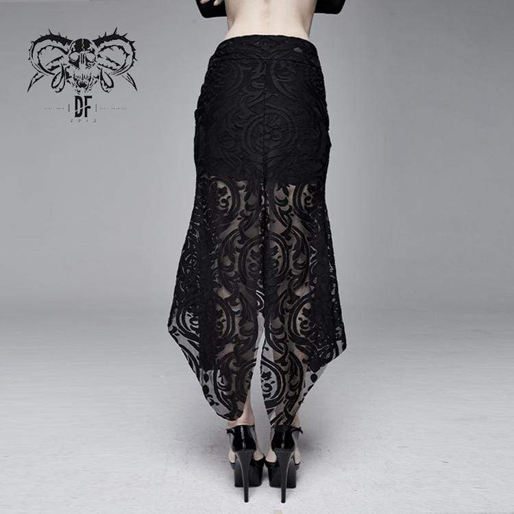 Women's Goth Floral Translucent Fishtail Skirt