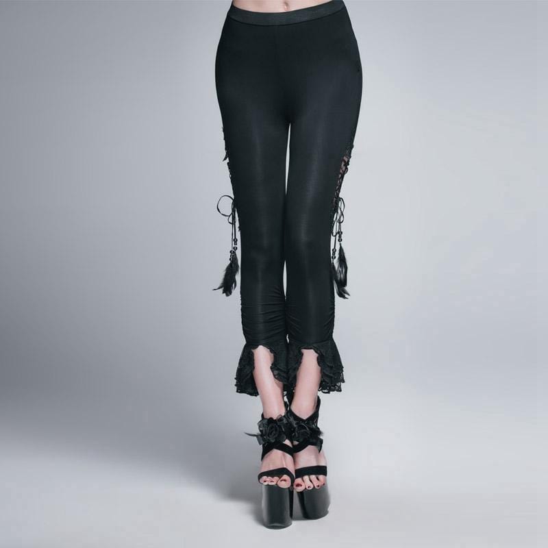 DEVIL FASHION Women's Goth Gaucho Style Cropped Pants