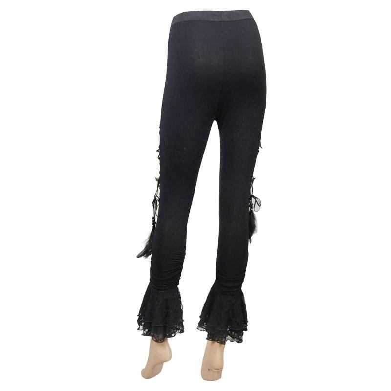 DEVIL FASHION Women's Goth Gaucho Style Cropped Pants