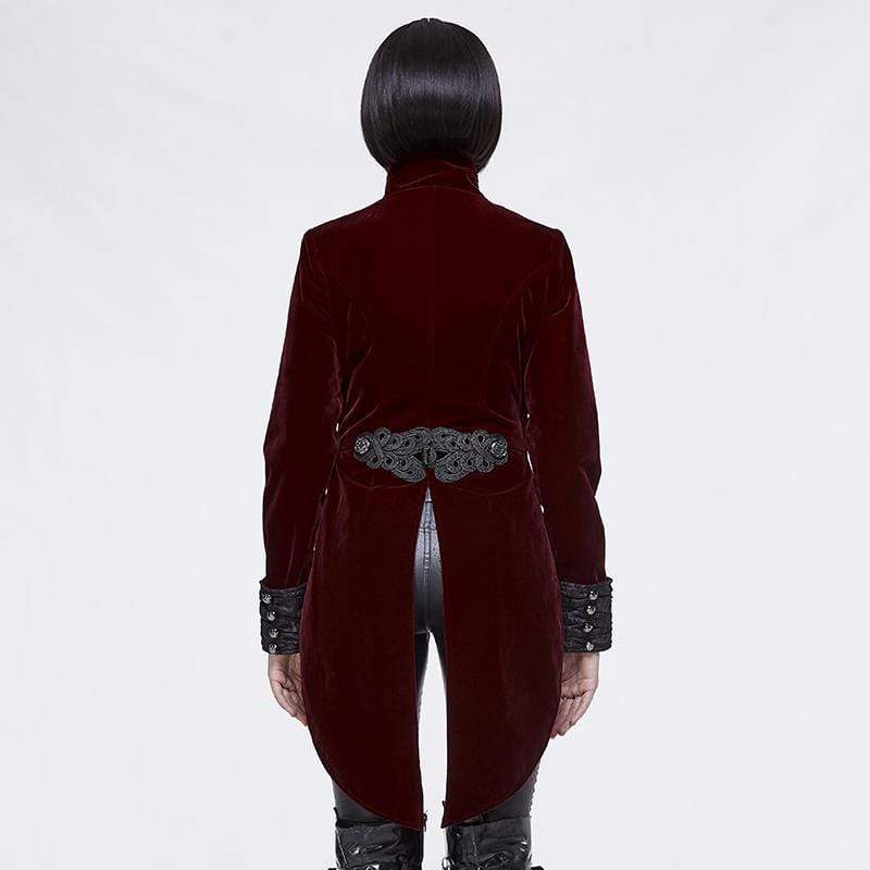 DEVIL FASHION Women's Goth Jacquard Short Dovetail Coat