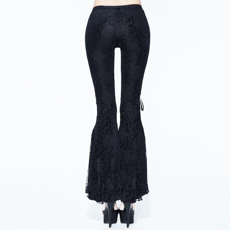 DEVIL FASHION Women's Goth Lace Frill Trousers