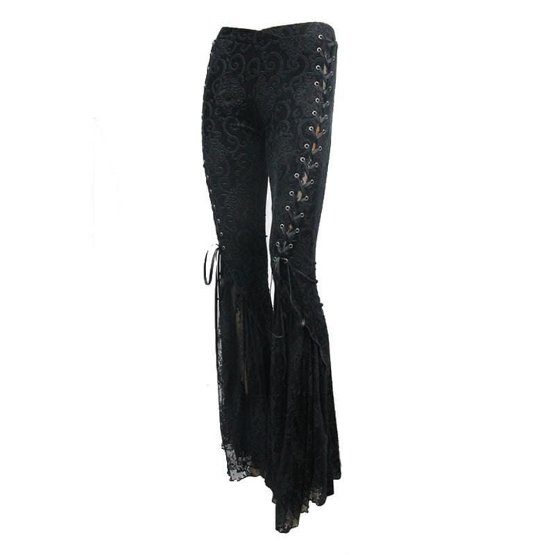 DEVIL FASHION Women's Goth Lace Frill Trousers