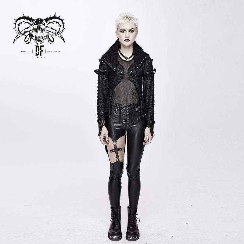 Women's Goth Rivets Ripped Jackets
