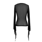 DEVIL FASHION Women's Goth Sheer Flare Sleeved Mesh Tops