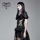 Women's Goth Sheer Lace Puff Sleeved Tops