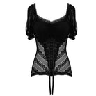 Women's Goth Sheer Lace Puff Sleeved Tops