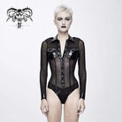 DEVIL FASHION Women's Goth Sheer Mesh Romper