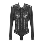 DEVIL FASHION Women's Goth Sheer Mesh Romper