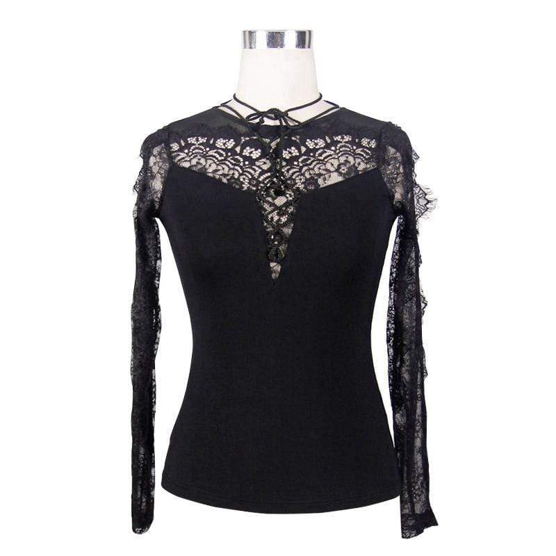 Goth Short Top With Lace Yoke – Punk Design
