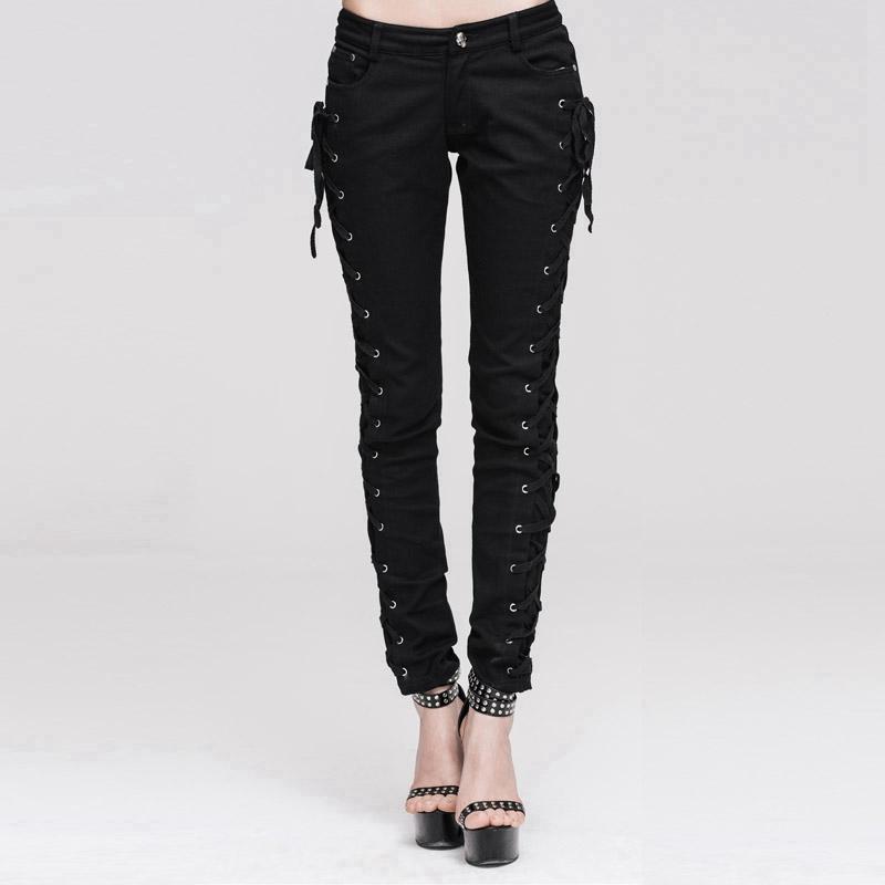 Women's Goth Skinny Lacing Detailed Pants