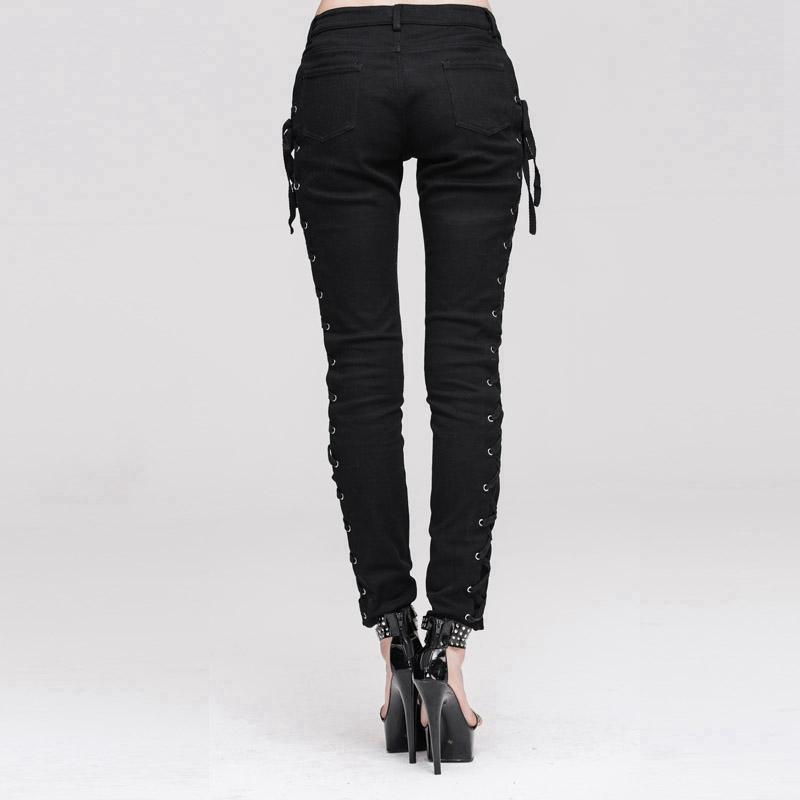 Women's Goth Skinny Lacing Detailed Pants