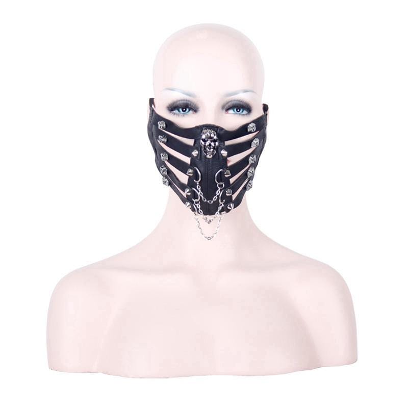 DEVIL FASHION Women's Goth Skull Studded Face Mask
