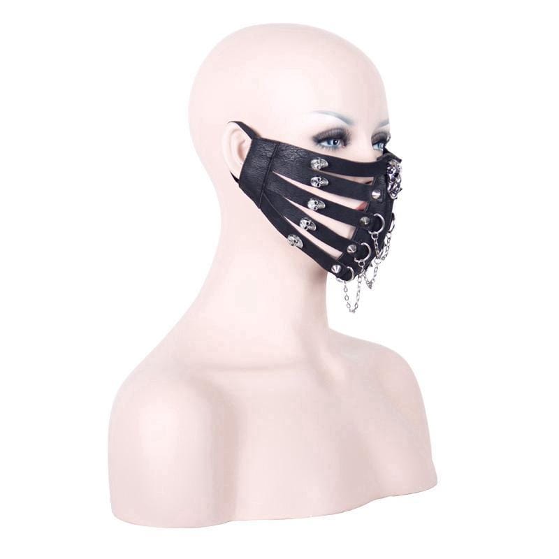 DEVIL FASHION Women's Goth Skull Studded Face Mask