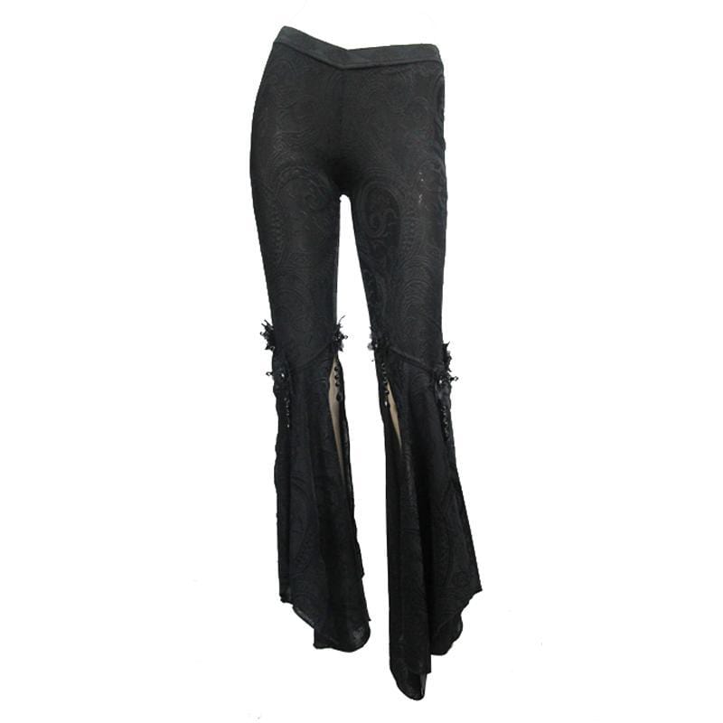 DEVIL FASHION Women's Goth Trousers With Long slits