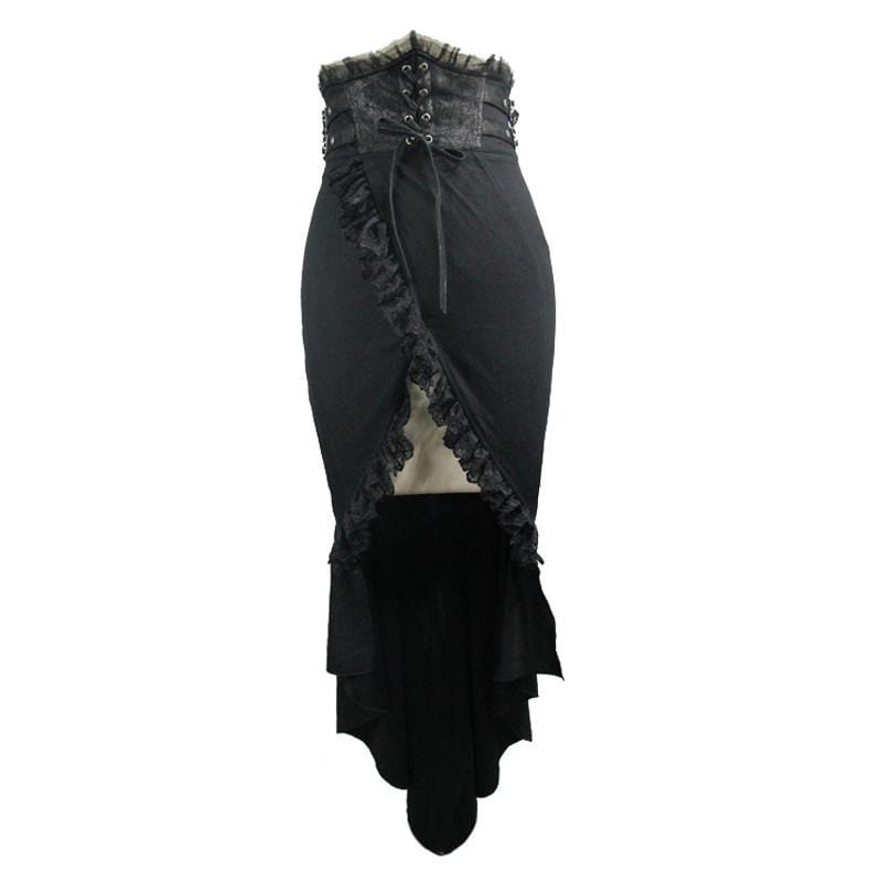 DEVIL FASHION Women's Goth Tulip Asymmetrical Skirt