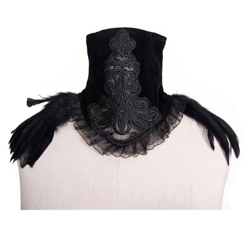 Women's Goth Velvet & Feather Collar
