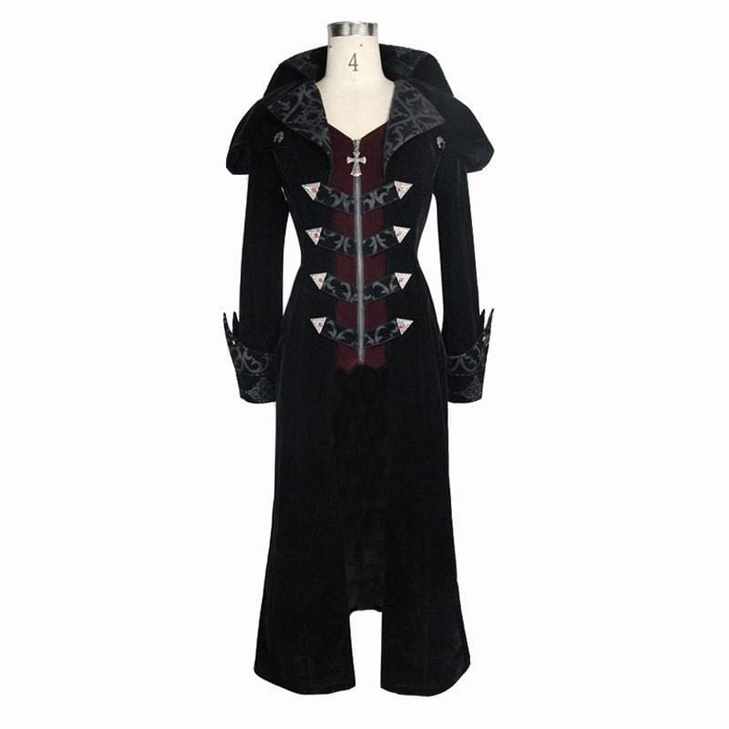 DEVIL FASHION Women's Goth Velvet Tail Coat