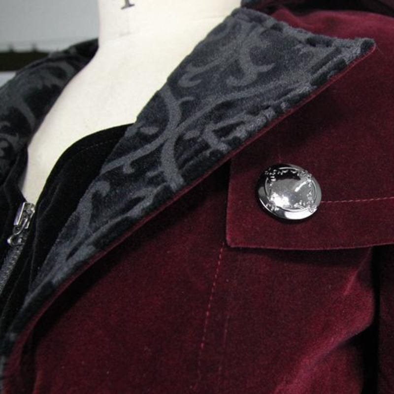 DEVIL FASHION Women's Goth Velvet Tail Coat