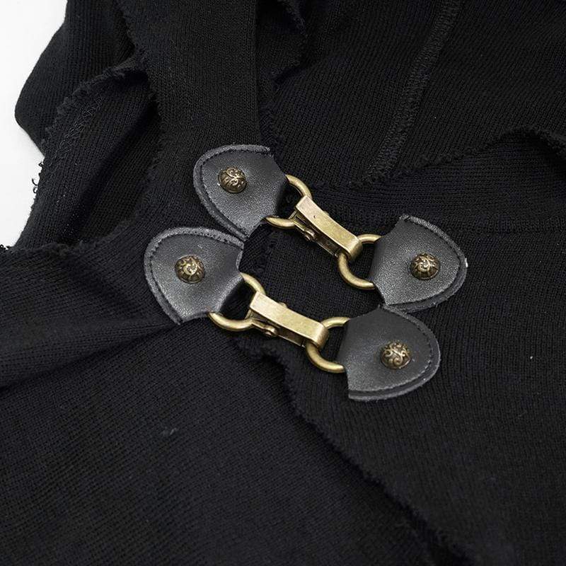 Women's Gothic Asymmetrical Cross Over Hooded Sleeveless Tops