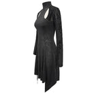 Women's Gothic Asymmetrical Flared Long Sleeved Dresses with Tear-Drop Cut-out Details