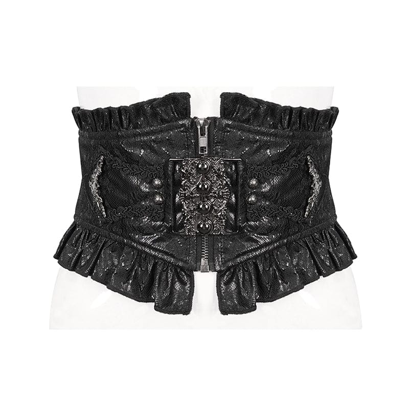 DEVIL FASHION Women's Gothic Beads Ruffled Belt